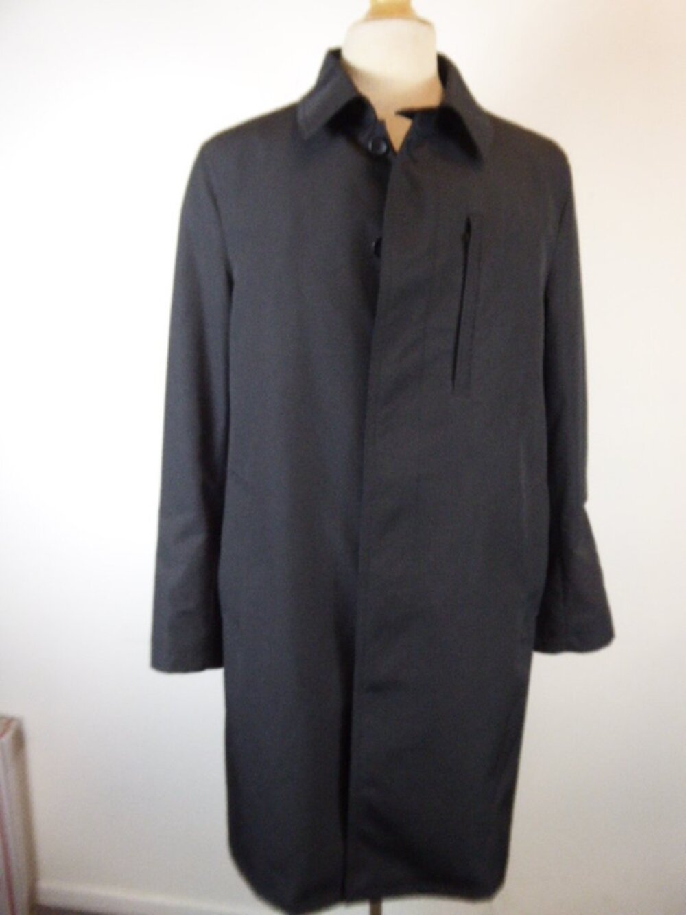 SANYO trench dress coat 40R black removable lining L